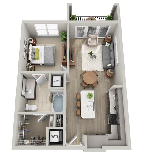 a1 floor plan  1 bedroom with 2 baths  119